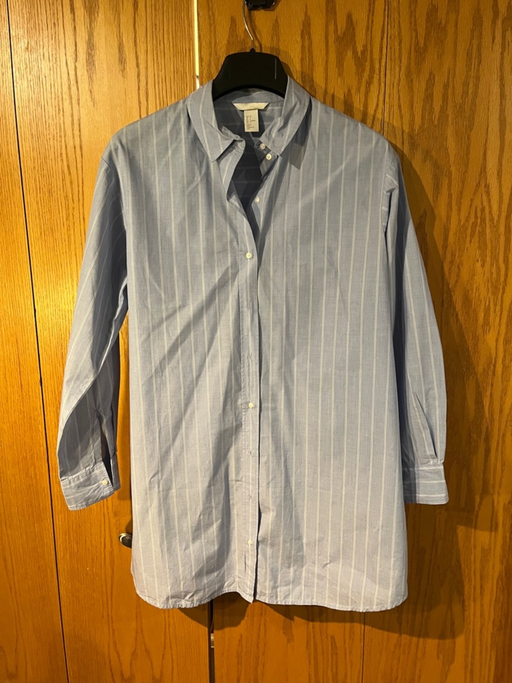 Women’s Light Blue Pinstripe Button-Up Shirt
